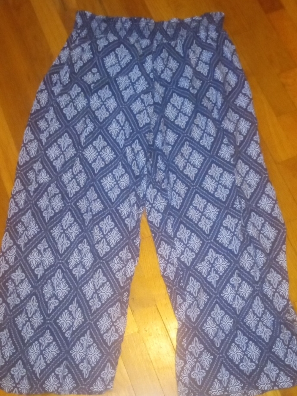women 2x blue pants with design, elastic waist, Maurices